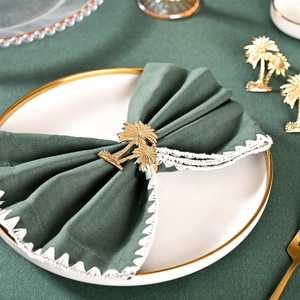 Vintage Luxury Durable Napkin Ring Set 6pcs Pure Brass Palm <b>Tree</b> Leaf for <b>Table</b> Decoration Party <b>Christmas</b> for Restaurants Ambar - Product Image 2