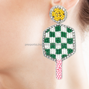 Boucles d'oreilles de Bohème Perlé à la Main Fleur Brodée Pendantes Taille Personnalisée Unisexe pour Déclaration Tenues Cadeau Inde - Product Image 4
