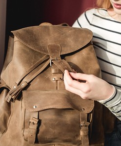 Durable Custom Genuine <b>Leather</b> <b>Backpack</b> Mens <b>Laptop</b> Bag Luxury Real <b>Leather</b> Rucksack Waterproof Travel Daypack LBK-0120 - Product Image 5