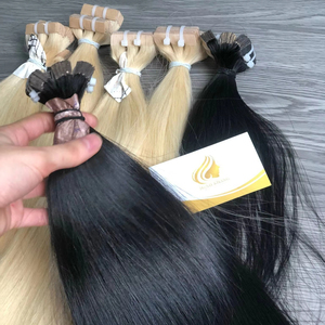 100% Cuticle Aligned Light Color Straight Virgin Vietnam Single Weft Tape-In Hair Extensions Single Donor <b>Bleached</b> Grade Hair - Product Image 1