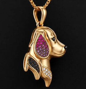 Collar con Colgante de Perro de Plata de Ley 925 Bañado en Oro con Zirconia, Cadena con Dije de Animal para Regalo o Fiesta - Product Image 2