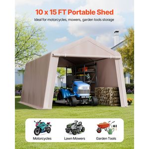 Tenda da Deposito Portatile Impermeabile 10x15 piedi con 2 Porte a Rullo e Prese d'Aria, Struttura in Plastica o Legno, Riparo Esterno - Product Image 2