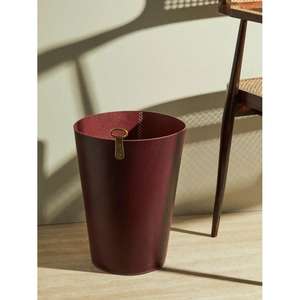 Poubelles à poser au sol, poubelles portables légères en métal et cuir véritable, poubelles décoratives pour la maison, accessoires d'intérieur - Product Image 1