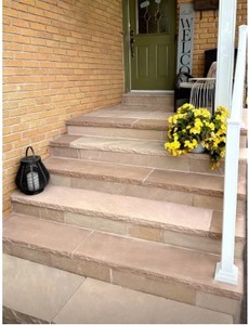 Grocon Natural <b>Stone</b> Stair Treads Modern Design 2-Year Warranty Autumn Brown Sandstone Split Surface Slabs Exterior Outdoor - Product Image 6