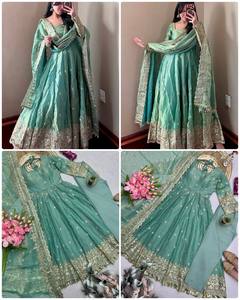Vestido Anarkali Salwar Kameez de diseñador indio con dupatta, ropa étnica para mujer, conjunto con bordado de lentejuelas. - Product Image 2