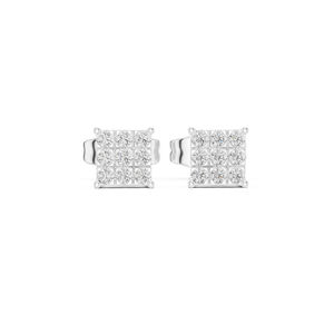Pendientes de Diamantes Redondos Cultivados en Laboratorio de Oro Blanco de 14K para Mujer |   Diamante Cultivado Nuevo - Product Image 1