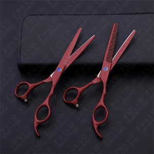 Professional Red Powder Coated <b>Barber</b> Scissors <b>Set</b> Stainless Steel Hair Cutting Shears with Custom Logo - Product Image 6