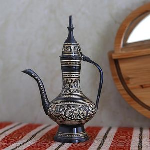 Handcrafted Engraved Brass <b>Arabic</b> Dallah Coffee Pot Decorative Vintage Metal <b>Tea</b> Pot for Home Decor Kitchen Display Gift - Product Image 3
