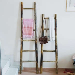 100% Natural Decorative Sturdy Bamboo <b>Ladder</b> Wholesale Custom Size <b>Wooden</b> <b>Towel</b> Rack Antique Brown - Product Image 6