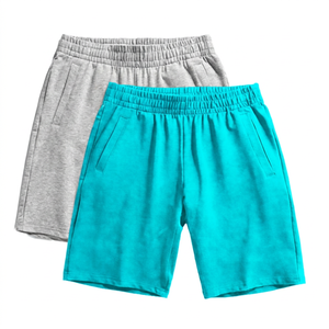 Shorts Bermuda décontractés pour hommes, couleur unie, taille élastique, en coton respirant avec poches, noir et gris - Product Image 4