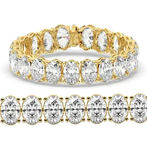 Pulsera de diamantes cultivados en laboratorio con corte ovalado en oro amarillo de 14k, 52 quilates - Product Image 3