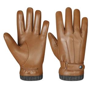 Gants d'hiver en cuir véritable durables, gants thermiques isolés pour le travail en extérieur, protection contre le froid et la conduite par temps froid - Product Image 1