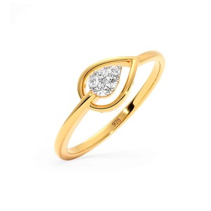 Bague de mariage minimaliste en diamant naturel taille brillant en forme de goutte d'eau, en argent sterling 925 plaqué or pour femme - Product Image 1