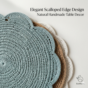 แผ่นรองจานอาหารทรงกลมลายสแกลลอป ทำจากหวายสานด้วยมือ ทนความร้อน เป็นมิตรกับสิ่งแวดล้อม ปรับแต่งได้ ขายส่ง - Product Image 3