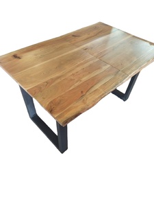 โต๊ะรับประทานอาหารทำจากไม้มะม่วงแข็งพับได้แบบโบราณขาโลหะสีดำสุดหรูสำหรับโรงแรมร้านอาหารห้องนั่งเล่น - Product Image 3