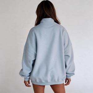 Sudaderas de Mujer Personalizadas de Alta Calidad, Estilo Casual Otoñal, con Letras Bordadas, Cuello Alto Simulado, de Felpa Suave de Algodón - Product Image 3