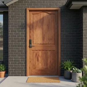 Porte intérieure à panneau arqué en bois grainé, sur mesure, pour chambre et salon - Product Image 6