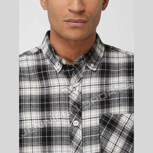เสื้อเชิ้ตแขนยาวผู้ชายสั่งทำขายส่ง ผ้าฝ้ายฟลานเนล 100% ติดกระดุม สีสันแบบบล็อกสีสันสำหรับฤดูใบไม้ร่วง เสื้อลำลอง ระบายอากาศได้ดี - Product Image 4
