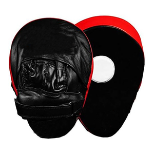 Curved Boxing Focus pad Mitts Leather Kickboxing Target Pads with Hand Grip Wrist Support for Boxing Training - Product Image 1