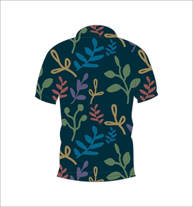 Polo pour homme bleu foncé à imprimé feuilles abstraites, manches courtes, chemise décontractée à la mode pour l'été - Product Image 2