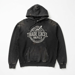 Trade Excel Impex Custom Vintage Distressed Acid Wash Heavyweight 100% Cotton French Terry <b>Winter</b> <b>Hoodie</b> for Men - Product Image 1