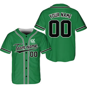 Camiseta de Béisbol Personalizada para Hombre, Color Verde Oscuro y Rosa, Uniforme de Equipo con Botones, Camisa Deportiva Transpirable de Poliéster, Nombre y Número Personalizados - Product Image 6