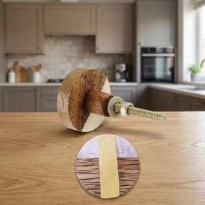 Modern Resin Wood Cabinet Knob Round Handle with Metal Screw for Kitchen and <b>Drawer</b> Furniture Easy Installation - Product Image 1