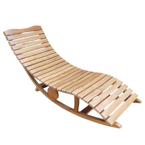 Tumbona Moderna de Madera de Teca con Listones, Silla de Exterior para Patio, Cama de Día para Hotel, Villa o Resort, Color Natural - Product Image 1