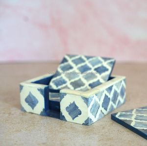 Posavasos Cuadrado Clásico con Incrustaciones de Madera, Artesanía India Segura para el Hogar, Diseño de Lujo Hecho a Mano, Ecológico - Product Image 5