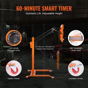 Lampada di polimerizzazione a infrarossi da 3300W con timer da 60 minuti, riscaldamento automatico, area di cottura di 8,61 piedi quadrati, staffa per luce auto per cottura a spruzzo - Product Image 4