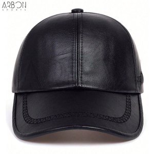 Casquettes en cuir PU de haute qualité, décontractées, classiques, noires, pour le sport, avec surpiqûres décoratives, pour hommes et femmes, style streetwear élégant. - Product Image 3