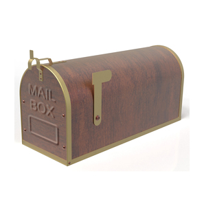 Vintage Red Metal Mailbox Black Trim Flag <b>Post</b> Mount Outdoor Letter <b>Box</b> Curbside Residential Home Exterior <b>Wall</b> Decoration - Product Image 5