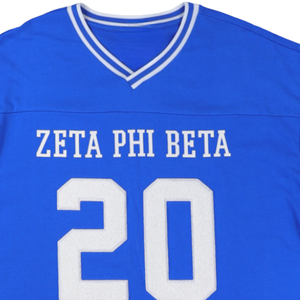Camiseta de Fútbol Oversize Zeta Phi Beta Azul Rey para Mujer, Camisa con Letras Griegas ZPB de Chenilla, Ajuste Casual, Ropa de Sororidad - Product Image 5