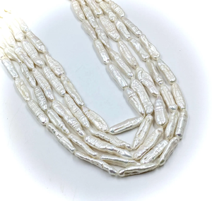 Collier de perles d'eau douce Biwa naturelles de qualité AAA, 35*7 mm, perles longues pour la création de bijoux, prix de gros - Product Image 2