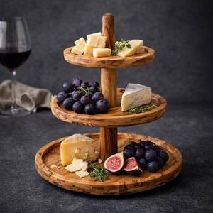 Handmade Wooden Multi-Layer <b>Cake</b> <b>Stand</b> with <b>3</b> <b>Tiered</b> Round Plates for Wooden <b>Cake</b> Display <b>Stand</b> Round Pedestal Holder Handmade f - Product Image 3