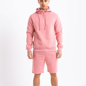 Custom 100% Cotton Half Zipper Hoodies Shorts <b>Set</b> Unisex High Quality French Terry Men Hoodie Short <b>Sets</b> for Men - Product Image 1