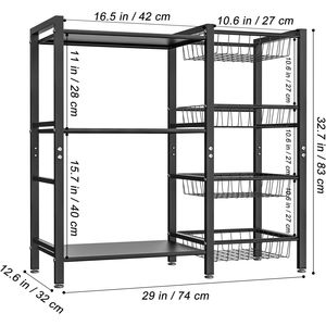 Scaffale da Cucina a 3 Livelli con 4 Cestelli per Produttori di Prodotti da Forno e Utensili da Caffè del Produttore - Product Image 3