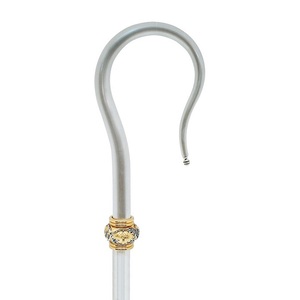 Élégante crozier d'évêque en laiton, fait main, finition argentée, bâton de marche cérémoniel pour église - Product Image 1