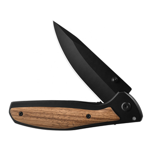 Navaja Plegable Utilitaria con Hoja de Acero de 20.8cm, Punta de Gota, Perilla de Pulgar, Mango de Madera, Diseño Artístico, Grosor de 0.5mm, Longitud Total de 6.7in - Product Image 1