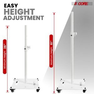Supporto per altoparlanti PA DJ 5Core Heavy-Duty, 2 pezzi, altezza regolabile 61 pollici, attacco da 35 mm, capacità 100 libbre, 2 pezzi, altezza regolabile 61 pollici, per impieghi gravosi - Product Image 2