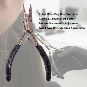 Alicates Profesionales de 3 Orificios para Extensiones de Cabello Color Oro Rosa de 5.5 Pulgadas |   Herramienta de Acero Inoxidable para Abrochar Anillos Micro y Cerrar Cuentas - Product Image 6