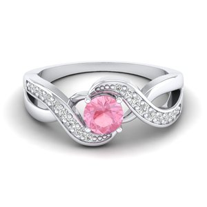 Bague REYES personnalisée en or massif 14 carats avec pierre précieuse Morganite rose, certifiée GRA, bague de fiançailles solitaire en Moissanite, bijoux fins - Product Image 1
