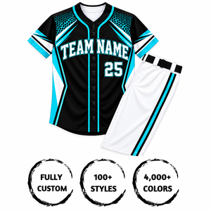 Ensemble de maillots de baseball personnalisés pour adultes, manches courtes, impression sublimée, évacuation de l'humidité, 100% polyester, nom et numéro de l'équipe personnalisables - Product Image 3