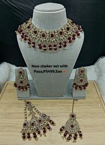 Conjunto de Collar Choker de Lujo Vintage Chapado en Oro Cobre con Perlas y Kundan, Pendientes y Maang Tikka para Mujer, Certificado por Terceros para Compromiso - Product Image 3