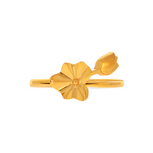 Elegant 18K Gold Plated Flower Leaf Open <b>Adjustable</b> <b>Ring</b> for Women Minimalist Floral Fashion Jewelry Wedding Anniversary Gift - Product Image 3