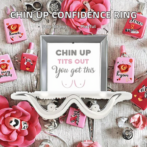 HNLUGF Anillo de cobre divertido y lúdico con diseño de senos para mujer, talla 9, que te recuerda que mantén tu confianza y levanta la barbilla, regalo - Product Image 3