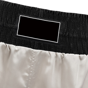 Shorts de boxe unisexes blancs avec bordure noire, séchage rapide, polyester, vêtements d'arts martiaux, taille adulte, coupe classique - Product Image 3