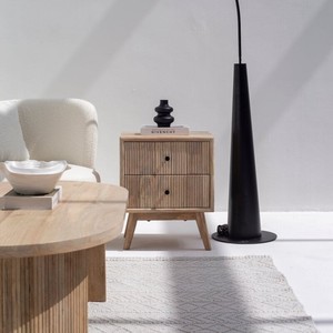 Mesita de Noche de Madera con Dos Cajones Vandana Orion Aston, Mesita de Noche Moderna de Madera Maciza - Product Image 6