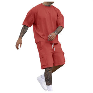 Jaffico International Men's Black Cotton Knitted Breathable T-Shirt Shorts Set <b>Skulls</b> Pattern Casual Summer Wear Drawstring - Product Image 3