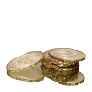Modern Resin Coaster Set with Gold Flakes Design, Luxury Drink Coasters for Bar, Hotel, and Dining Table - Product Image 1